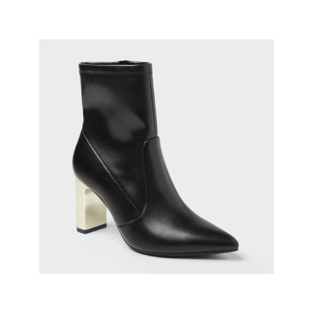 Women’s Sienna Low Shaft Heeled Boots with Memory Foam Insole - a New Day™ Black